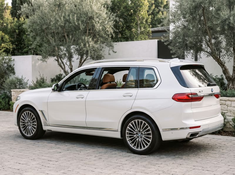 Window tint near me in Los Angeles: a mineral white BMW X7 with clear windows